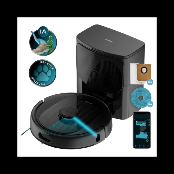 Cecotec Robot Aspirateur Conga 9990 AI Spin Revolution Supreme Home 10.000 Pa Navigation laser Base dautovidage