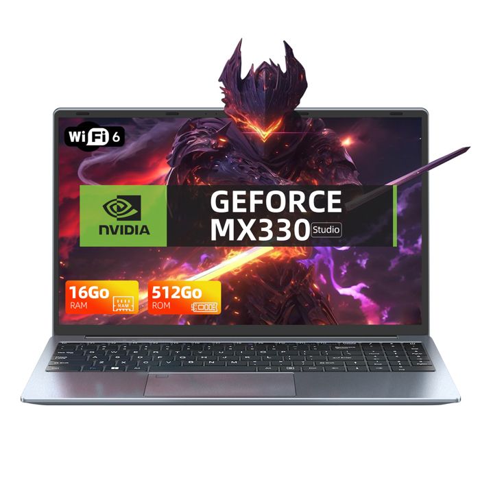 PC portable-MICREAR-156FHD-NVIDIA MX330 Graphique-Intel Alder Lake N95(jusquà 34GHz)-16 Go DDR4 512 Go SSD-Ordinateur Portable