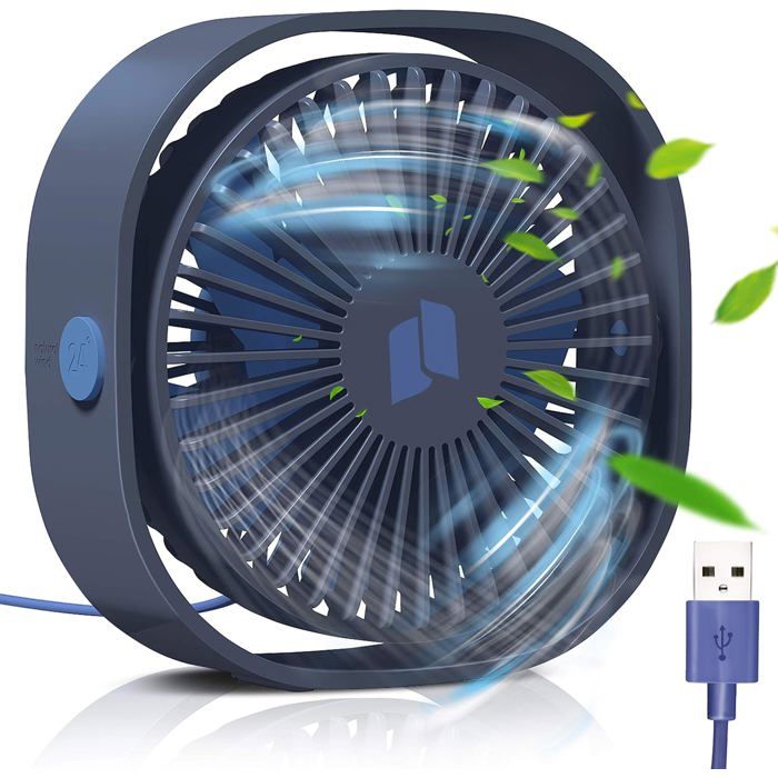 Ventilateur USB - PZCC - Mini Ventilateur Portable - 3 Vitesses - Silencieux - Compact - Pzcc