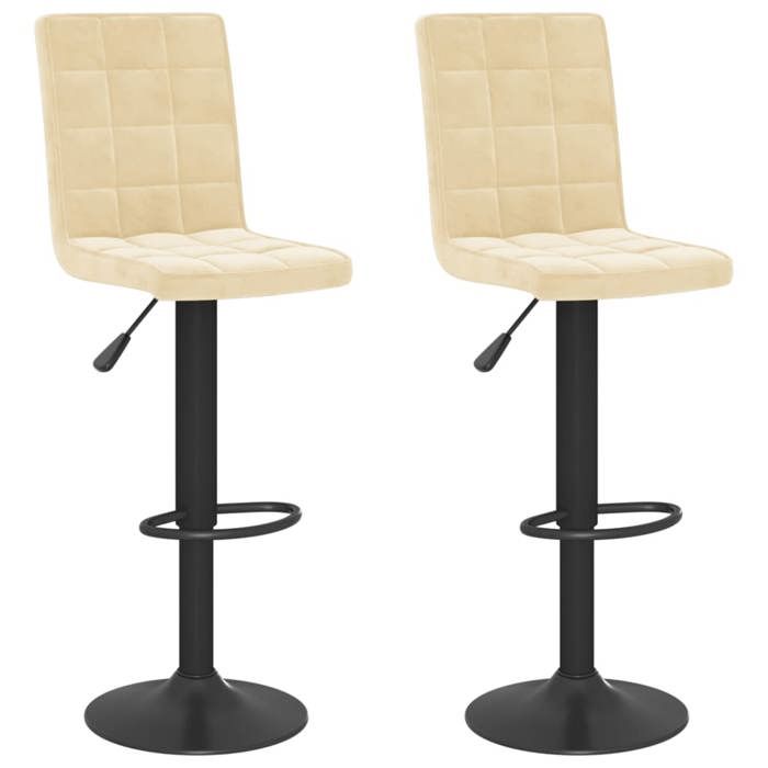 Chaises de bar CLOUD lot de 2 Tabourets Hauts Siège Haut crème velours LV377