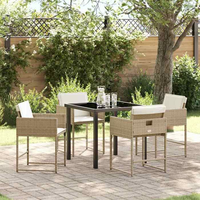 vidaXL Ensemble de salle à manger pour jardin 5 pcs Beige polyrotin 3380020
