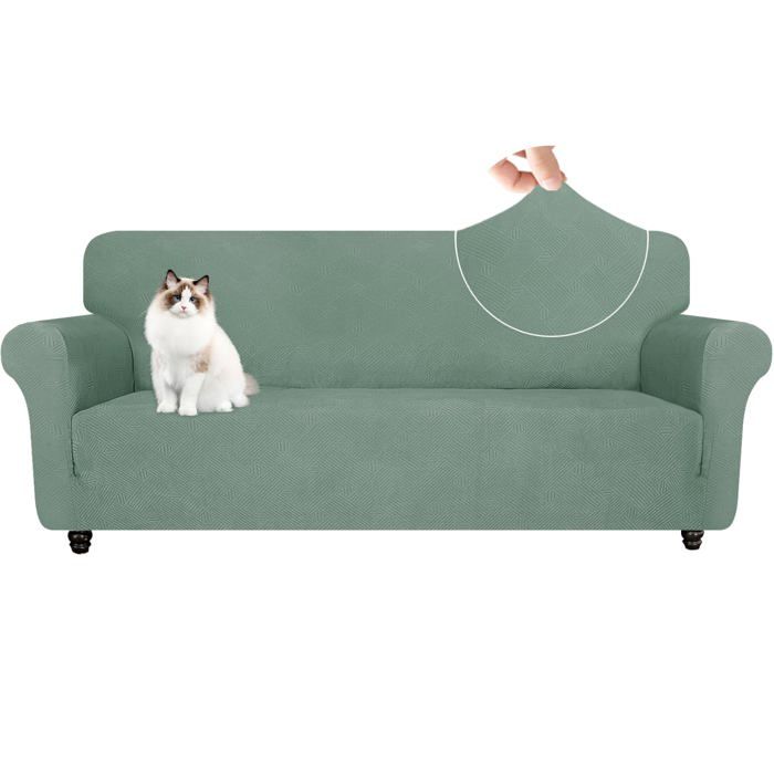 YSTELLAA Housse Canapé 3 Places avec Accoudoirs Universelle Hiver Sofa Cover Antidérapante Housses de Canapé Vert Clair