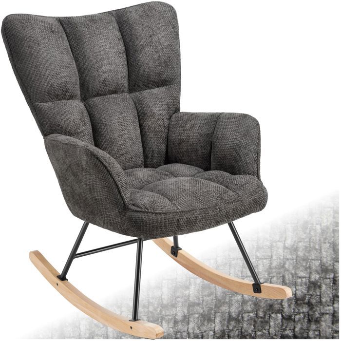 Fauteuil à bascule - TECTAKE - Fauteuil à bascule TORVE en polyester acier robuste grand dossier - Chenille anthracite Fauteuil à bascule - TECTAKE - Fauteuil à bascule TORVE en polyester acier robuste grand dossier - Chenille anthracite