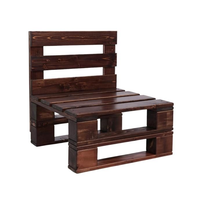 Fauteuil 60x61 cm en bois de sapin noyer style palette pour taverne ou jardin Fauteuil 60x61 cm en bois de sapin noyer style palette pour taverne ou jardin