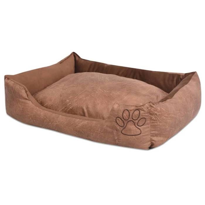 Meilleurs prix pour Automne/hiverLit pour chiens avec coussin Cuir artificiel PU Taille M Beige - HAuteur:18cm - Grande Taille &FR_296944