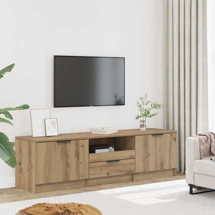 Meuble TV moderne - VIDAXL - Chêne artisanal - 140x35x40 cm - 3 tiroirs - 3 étagères - Capacité 60 kg