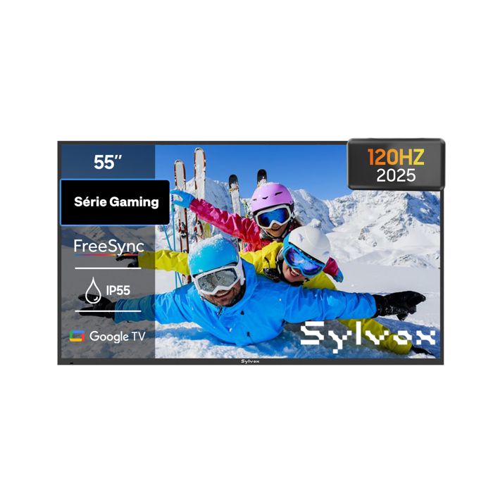 Télévision extérieure SYLVOX Gaming 55 4K UHD 120Hz 1000 nits HDR10 Dolby Vision IP55 étanche