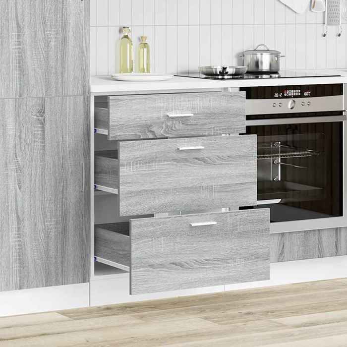 Meuble bas de cuisine - vidaXL - Gris Sonoma - Bois dingénierie - 60x46x81 5 cm - Capacité 50 kg - Pieds réglables