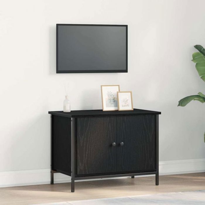 VIDAXL Meuble TV chêne noir 60 x 35 x 45 cm – bois dingénierie portes avec étagères