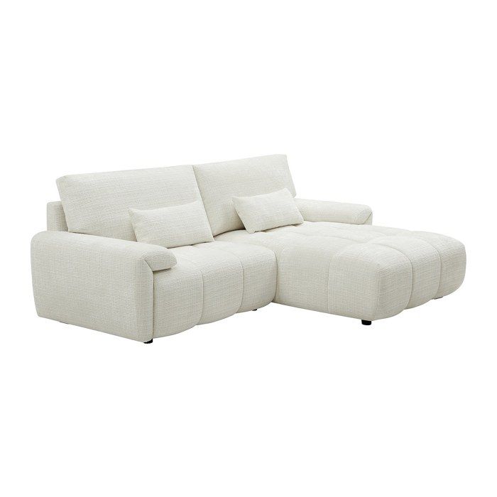 Canapé dangle droit en tissu chenille blanc cassé ANELKO Canapé dangle droit en tissu chenille blanc cassé ANELKO