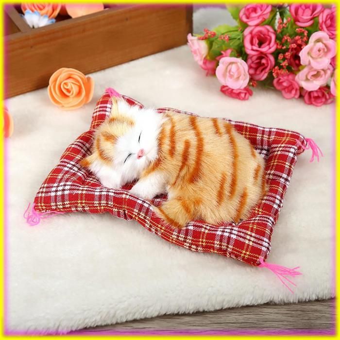 Comparer les prix de keenso Jouet en peluche pour chaton Super mignon Simulation sonnant dormir chatons chats deco table Le timbre jaune appellera