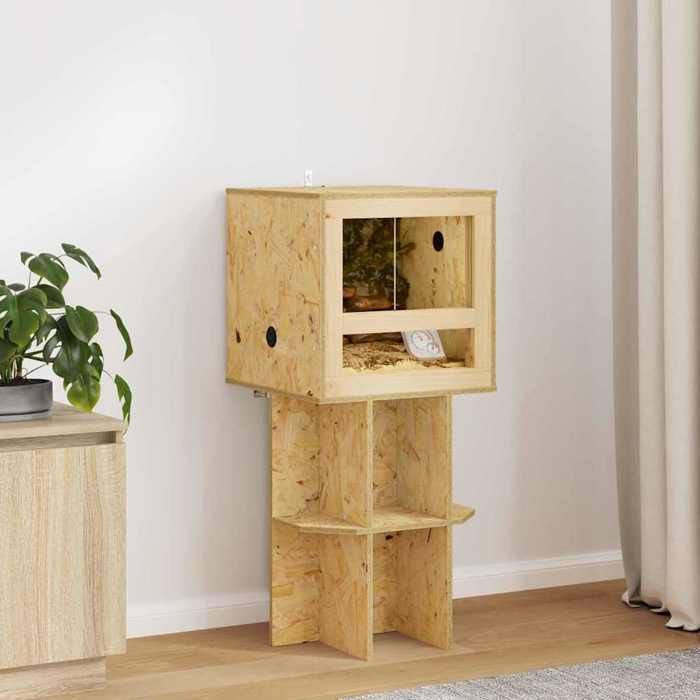 Marron Terrarium Durable - Résistant aux rayures - Marron 40 x 40 x 40 cm OSB A2756