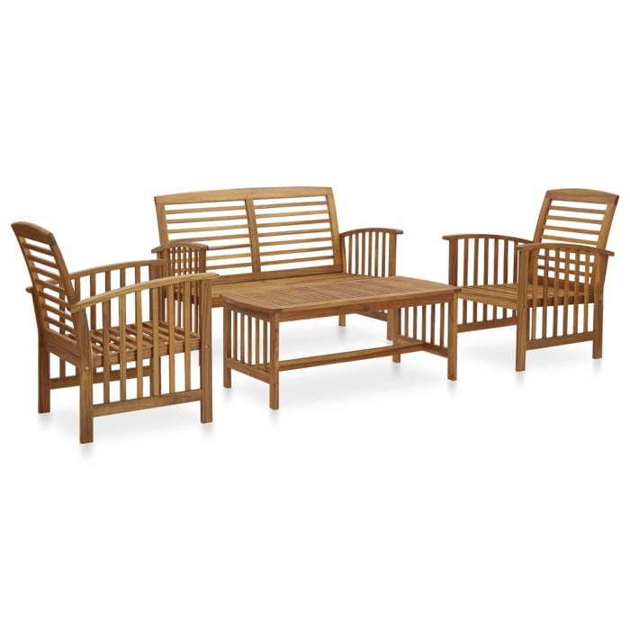 NEW 2026 Salon de jardin lot de 4 Meuble pour 3 personnes Bois dacacia solide 102x50x43 cm S682