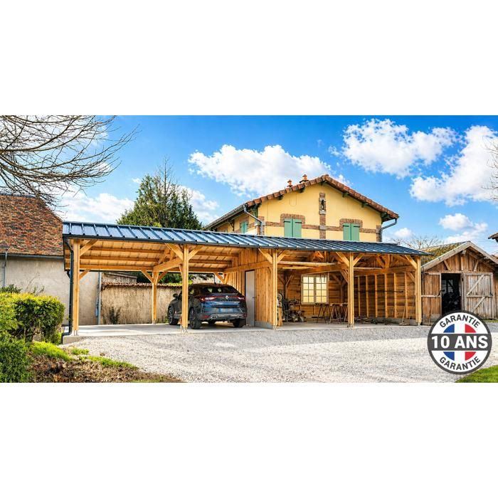 Carport Bois Douglas Français Camping car 40 m² – 2
