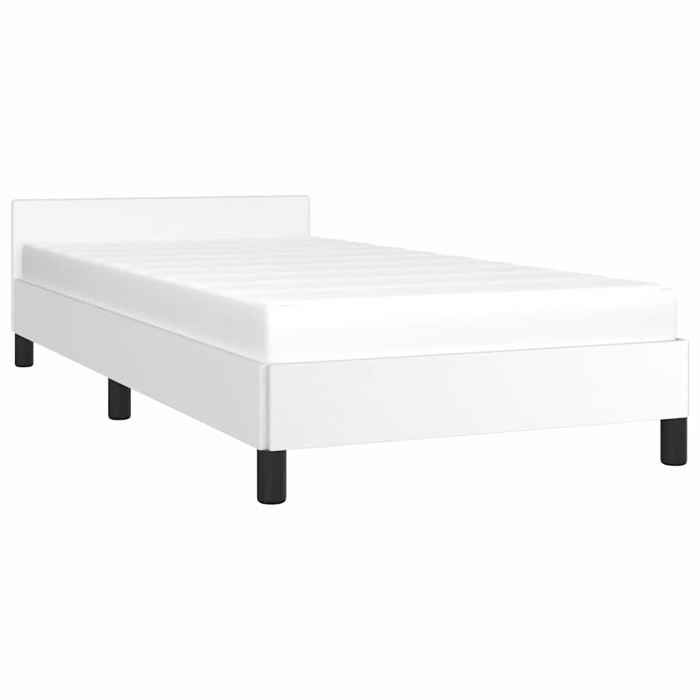 Ventes à perteCadre de lit - SARAZYJ - Lit 1 personnes - Lattes robustes - avec tête de lit sans matelas - blanc 90 x 200cm - 1404