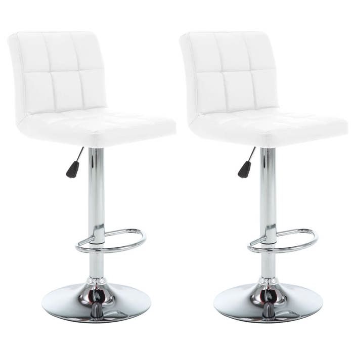 2 PCS Chaises haute Blanc - Magnifique Tabourets de bar Classique pour Cuisine Café blanc similicuir 3139