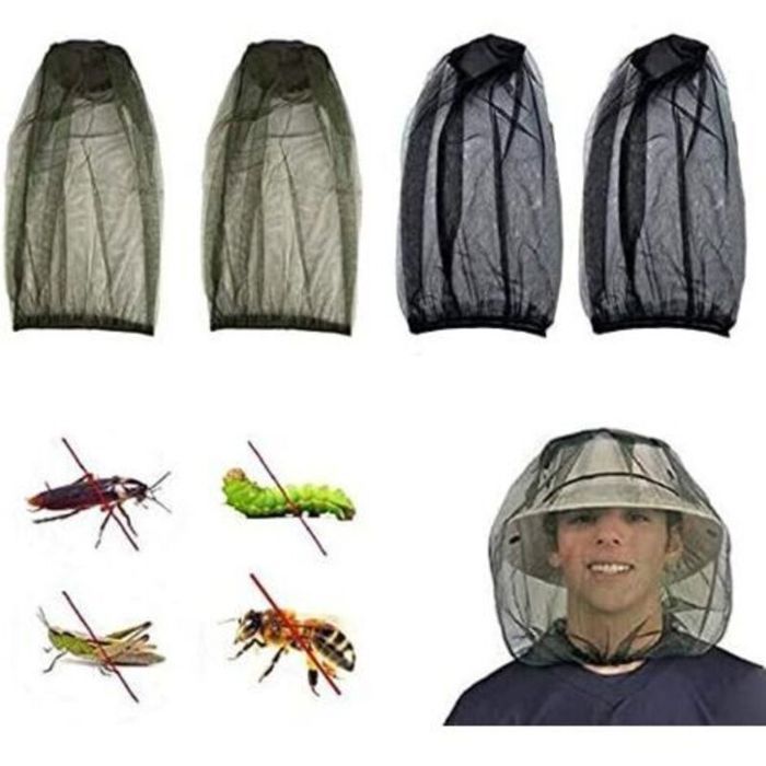 4 pièces/ensemble pêche en plein air insectifuge chapeau anti-moustique abeille Net tête filet visage couverture voyage Camping éq