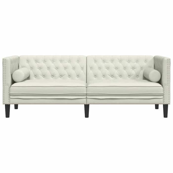 Crème SOFA - Moderne - Canapé Chesterfield avec traversins 3 places - contemporain - crème velours C1969