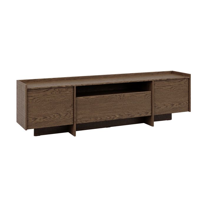 Meuble TV 3 portes Petits-meubles - Japandi - 197 x 38 x 57cm - Bois foncé Meuble TV 3 portes Petits-meubles - Japandi - 197 x 38 x 57cm - Bois foncé