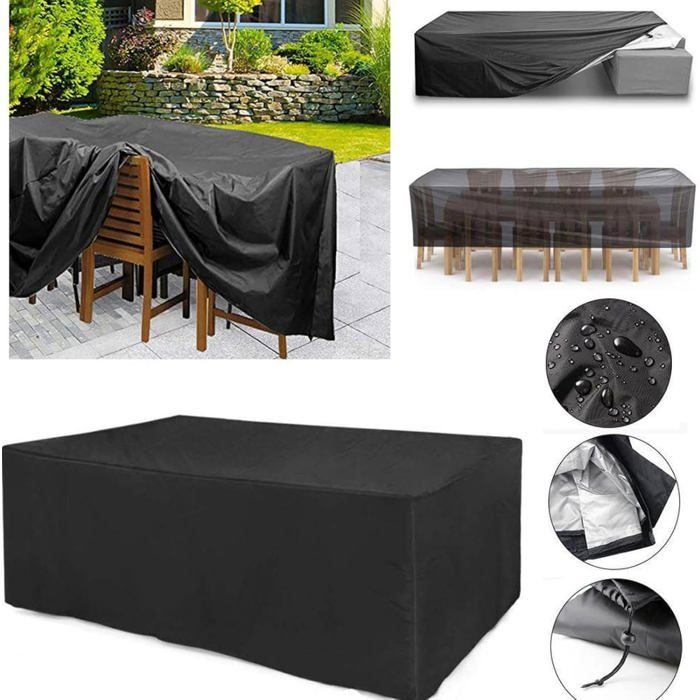 Housse mobilier de jardin 250x150x90 cm tissu 420D imperméable pour salon extérieur