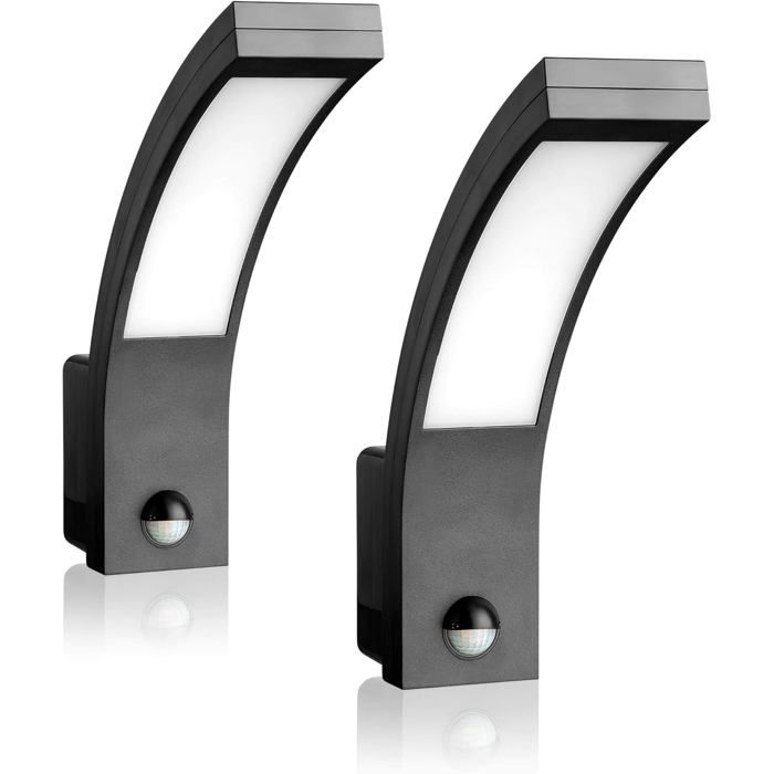 LED Luminaire Exterieur avec Detecteur de Mouvement 9m/140° - Lot de 2 - Eclairage Exterieur Anthracite Anth DETECTEUR DINONDATION
