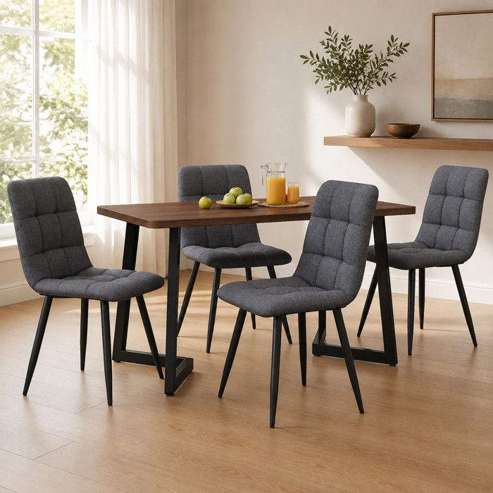 ELVORIN Ensemble table à manger 5 pièces 1 table et 4 chaises 117 x 68 x 75 cm MDF coloris noyer gris foncé