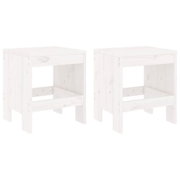 Tabourets de jardin Résistants UV(2 pièces) - Fauteuils de jardin - blanc 40x36x45 cmbois massif pin odo47p