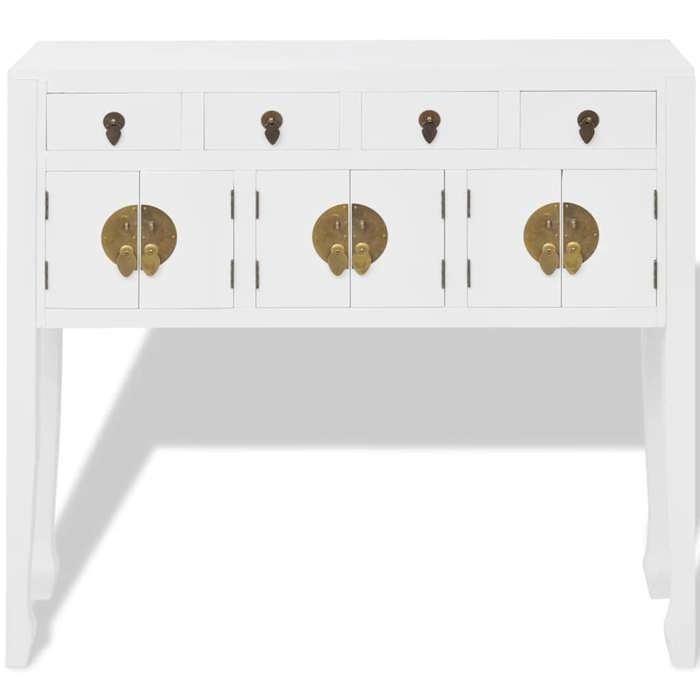Soldes d’automneEnfilade de rangement Blanc - Buffet en style chinois en - Bois massif Blanc 737 482476411488