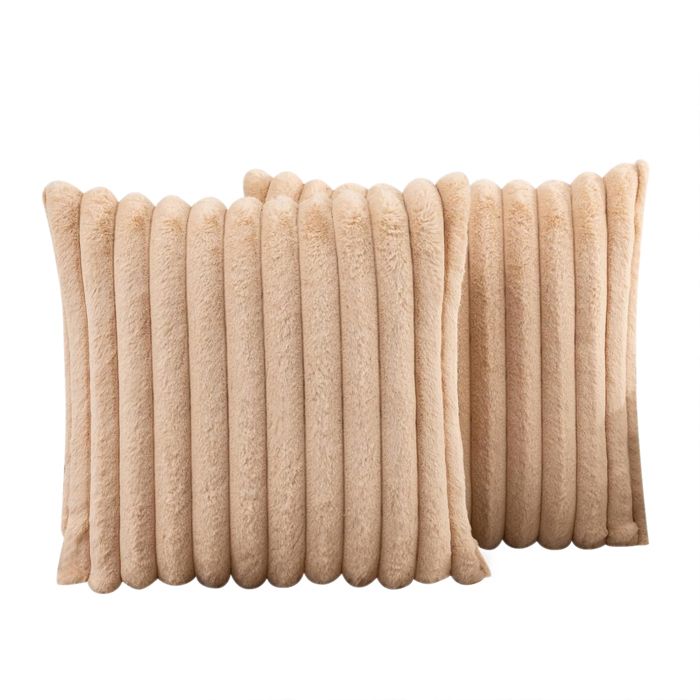 Housse de coussin peluche 50x50cm lot de 2 jaune thé zip cachélavable décoration canapé maison voiture sans formaldéhyde