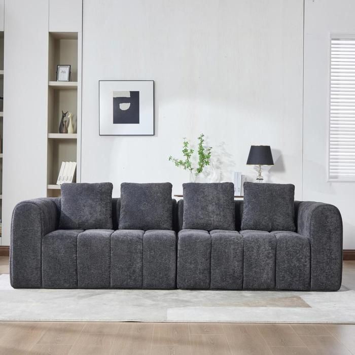 Canapé 3 places modulable en velours côtelé compressé sans montage confortable avec accoudoirs 260x95x70cm salon chambre gris Canapé 3 places modulable en velours côtelé compressé sans montage confortable avec accoudoirs 260x95x70cm salon chambre gris