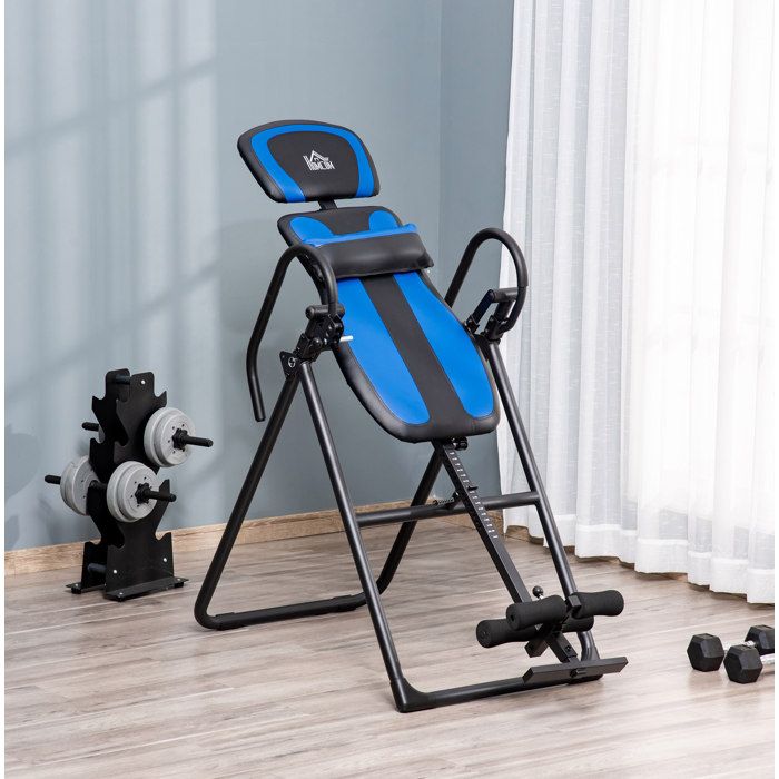 Maisentiel Banc dinversion pliable avec roulettes dossier réglable métal ABS noir et bleu 132 x 71 x 145 cm