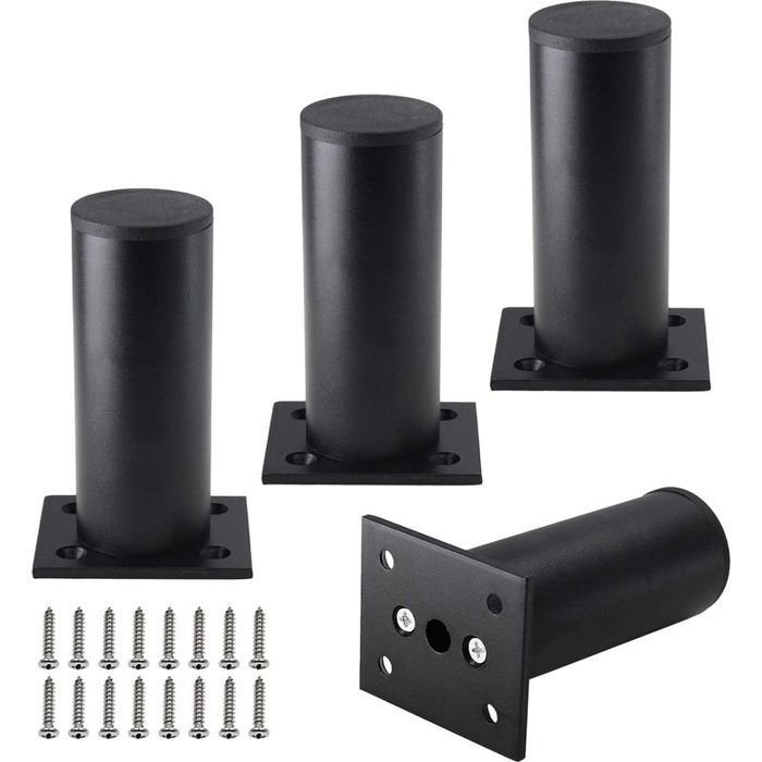 Lot de 4 pieds de meuble réglables 100-115mm alu pour armoires et étagères