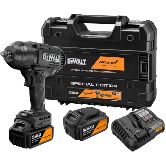 DeWALT Clé à choc sans fil x McLaren F1 Team DCF99MP2T 12 18V 2x 5 0 Ah et chargeur en TSTAK - vue 1