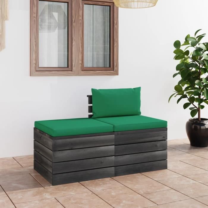 JARDIN PRIVE Kit Palette Classic Avocat - Matelas 120x80x10cm + 2 Coussins Dossier