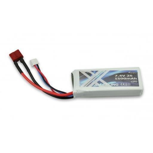 Batterie LiPo 7,4V 1500mAh 15C - Pour Voiture, Bateau, Drone RC - Rechargeable, Légère Et Compacte - Avec Câble De Charge