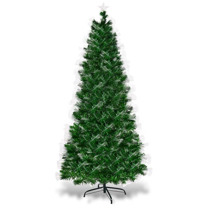 COSTWAY Sapin de Noël Artificiel LED 210cm avec Lumières pré-installées