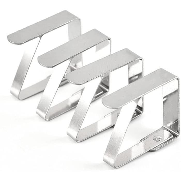 8 Pinces à Nappe Acier Inoxydable - Anti-Vent, Pour Tables Jusqu'à 3 Cm - Argent