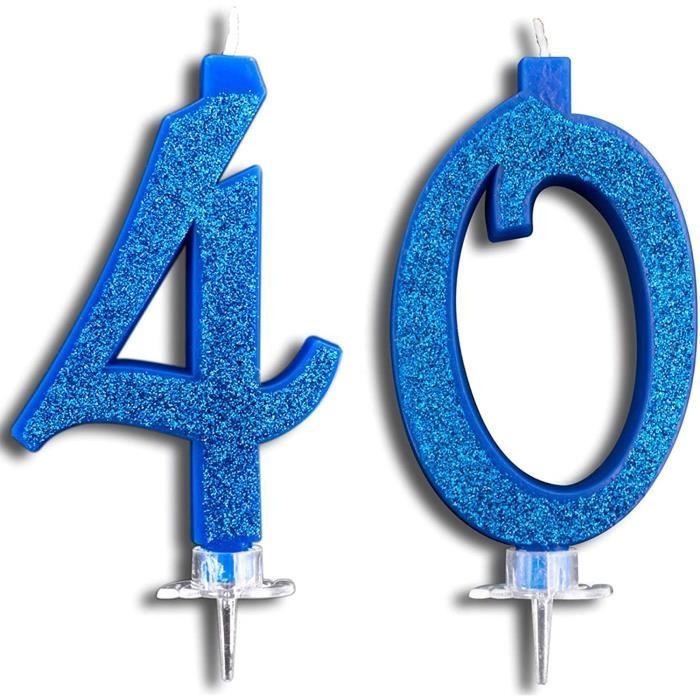 Bougies Pour Gateau D Anniversaire Fete 40 Ans Ideales Pour Homme Et Femme 12 Cm Bleu Paillete 536 Cdiscount Maison