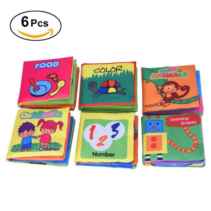 Yosoo 6 Livres De Tissu De Bebe Livres De Textures De Bebe Langue Anglaise Jeu Prescolaire Jouets Pour Poussettes Cdiscount Librairie