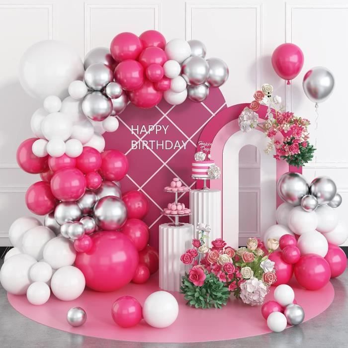 Kit Arche De Ballons Guépard Rose - 98 Ballons Or, Rose, Rouge Avec Ballons Aluminium Léopard - Pour Fête Safari, Jungle Ou Anniversaire