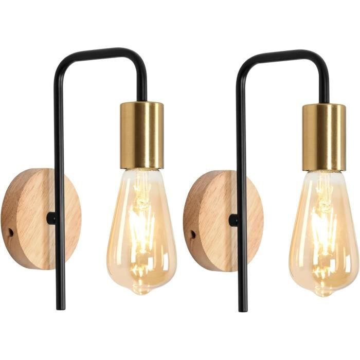 Mengjay Applique Murale Industrielle Vintage 2 Lumières E27 - Lampe Miroir Salle De Bain Noir