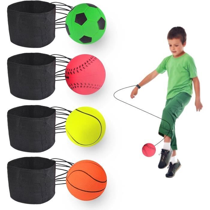 Balle de Retour au Poignet, Balles Rebondissantes en Mousse Durable avec Corde Intégrée, Balles Jouets de Sport pour Enfants, Balles à Ressort avec Cordon Cadeau pour Garçons Filles