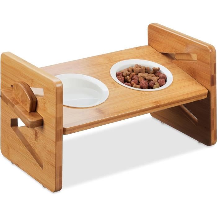 Relaxdays Gamelles Pour Chiens, Support Surélevé, 2 Récipients, 750 Ml