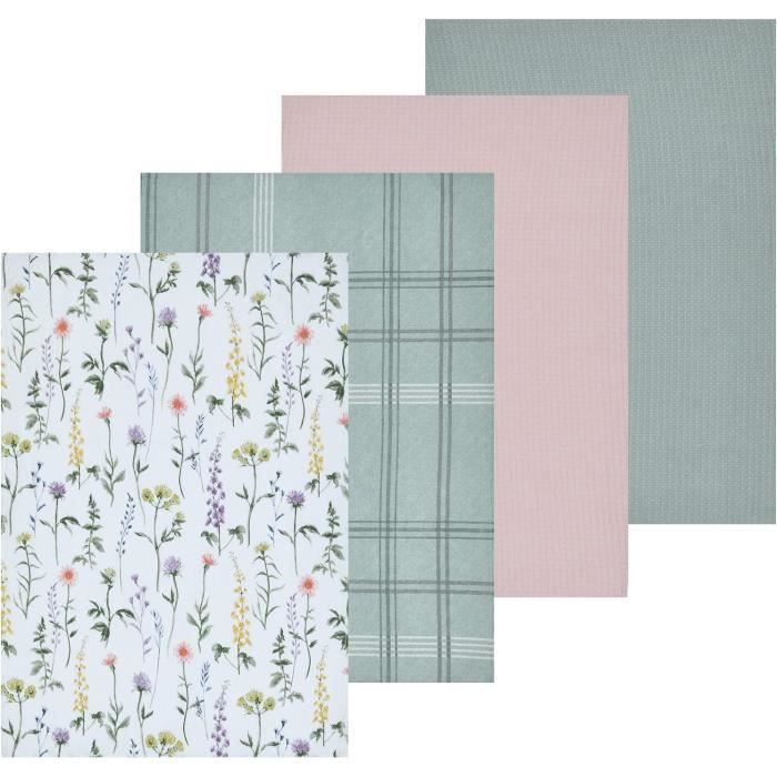 Lot De 4 Serviettes De Table Brodées Main Motifs Floraux - Uniques, Fait Main, Neuves