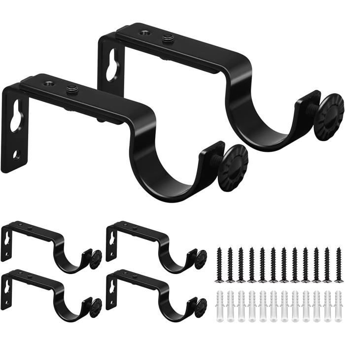 Lot 6 Supports Muraux Réglables Pour Tringle à Rideaux - Métal Argenté Avec Vis Incluses