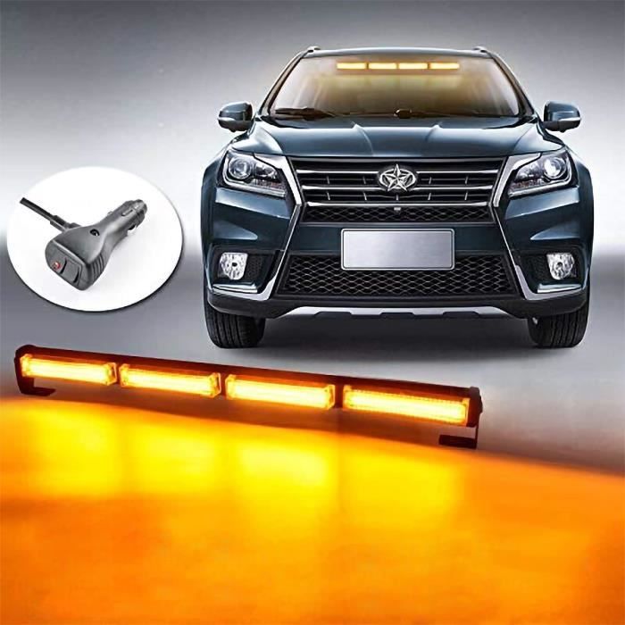 Gyrophare LED 12V/24V Avec Aimant - 72 LED Jaunes, 6 Modes, Câble 5m - Pour Camion, SUV, Voiture