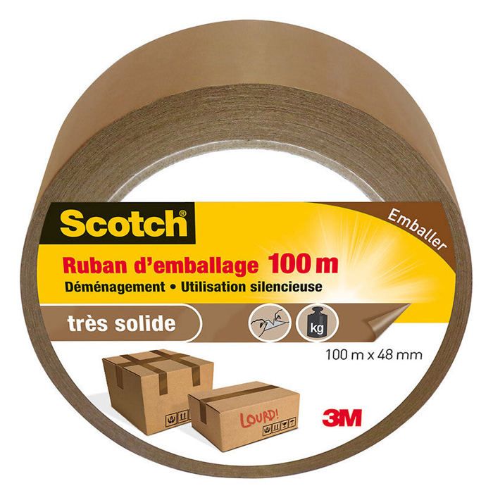 3M Scotch Ruban adhésif d'emballage 6890, 50mm x 66m, marron