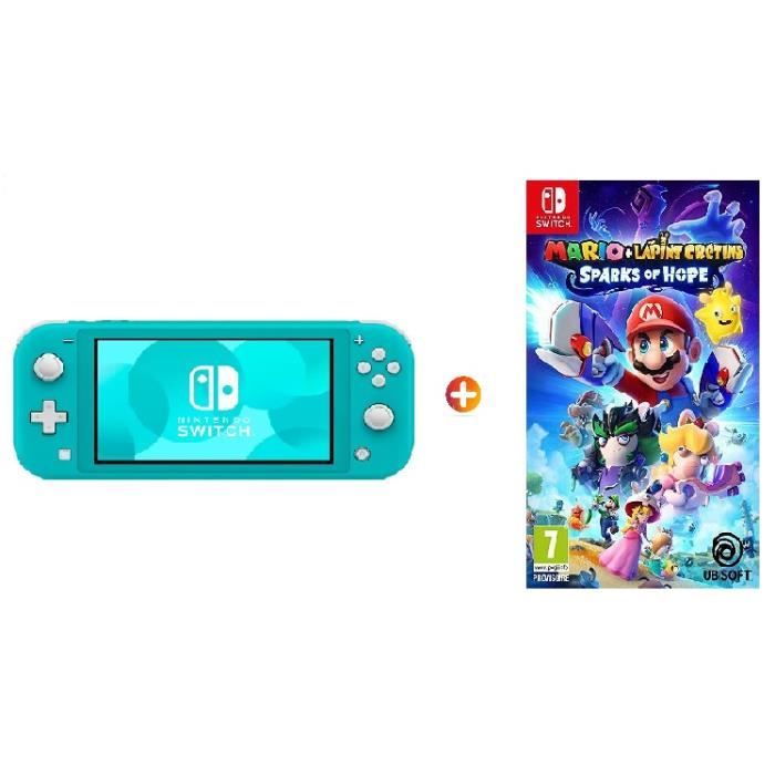SWITCH LITE TURQUOISE + MARIO ET THE LAPINS CRETINS SPARKS OF HOPE