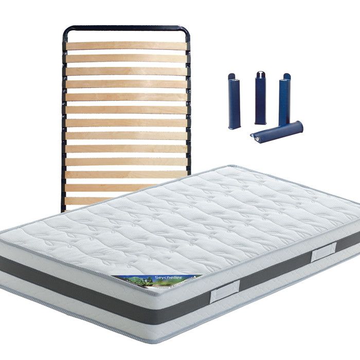 SEYCHELLES - Pack Matelas + Lattes 80x190 + Pieds SEYCHELLES - Pack Matelas + Lattes 80x190 + Pieds