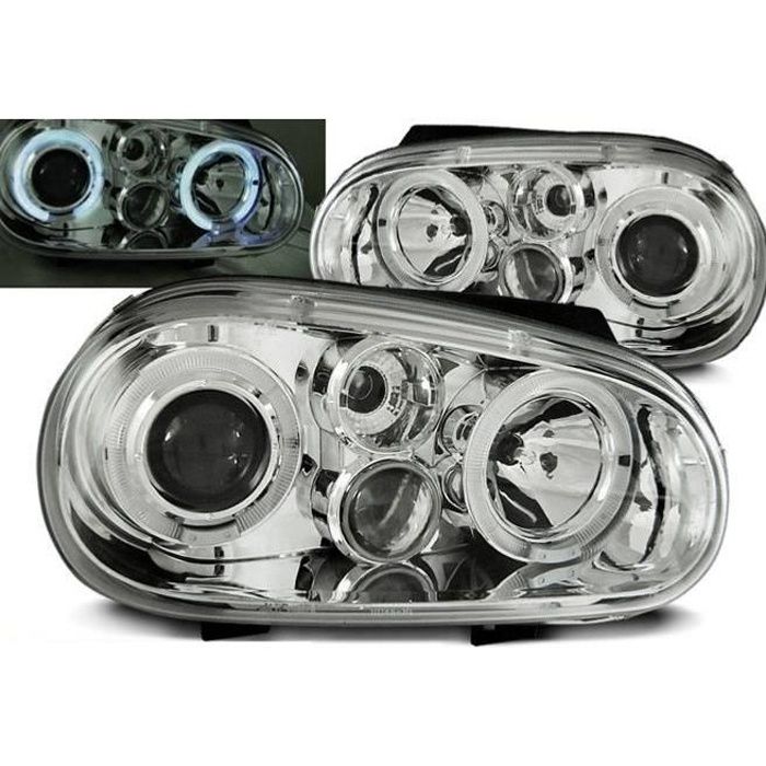 Paire de feux phares VW Golf 4 97-03 angel eyes chrome-27361920